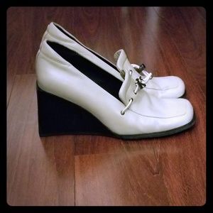 Grey Leather Wedge loafer